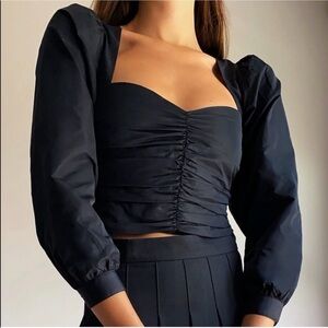 Aritzia Sunday Best Black Ruched Blouse